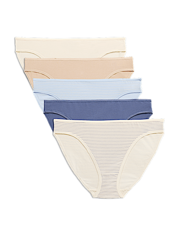 5pk Cotton Rich Lycra&reg; High Leg Knickers