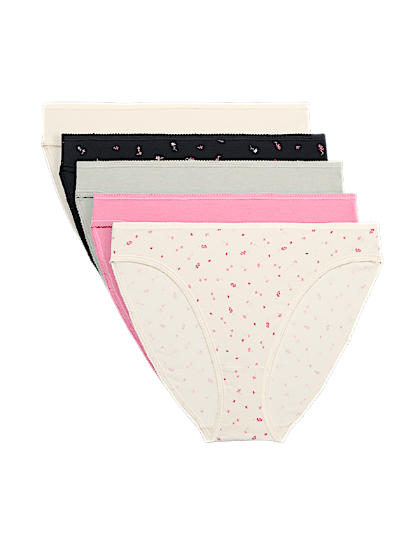 5pk Cotton Rich Lycra&reg; High Leg Knickers