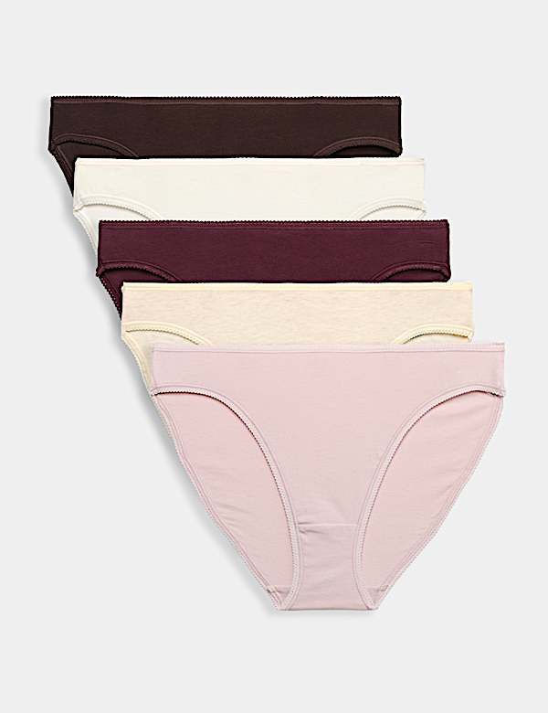 5pk Cotton Rich Lycra&reg; High Leg Knickers