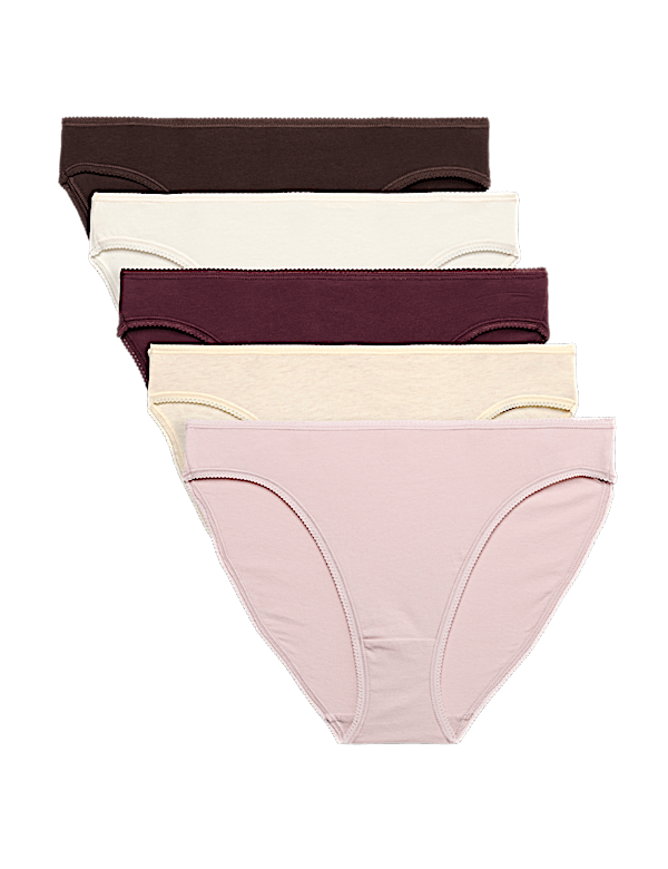 5pk Cotton Rich Lycra&reg; High Leg Knickers