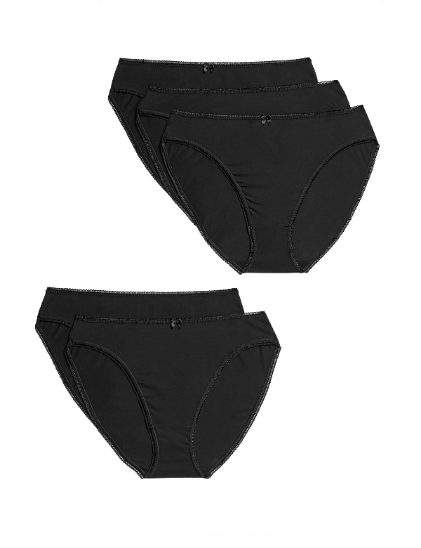 5pk Cotton Rich Lycra® High Leg Knickers