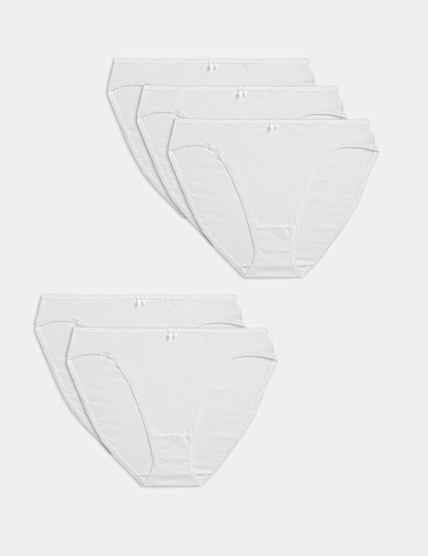 5pk Cotton Rich Lycra® High Leg Knickers