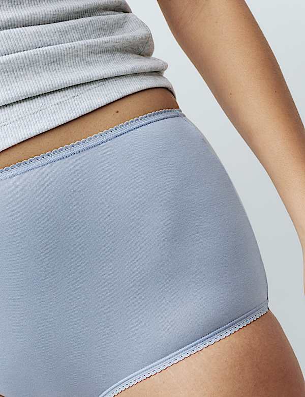 &Scaron;ortkov&eacute; kalhotky z bavlny a lycry&reg; s vysok&yacute;m pasem, 5 ks v balen&iacute; - CZ