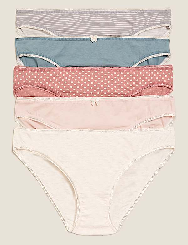 5pk Cotton Lycra&trade; Low Rise Bikini Knickers