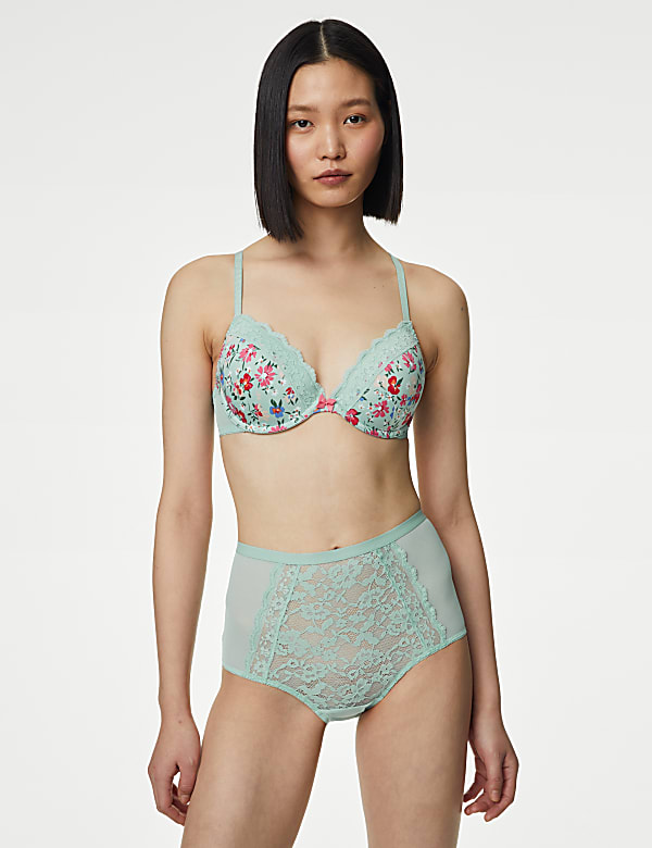 Ψηλόμεσο σλιπ με δαντέλα, σετ των 3 - GR