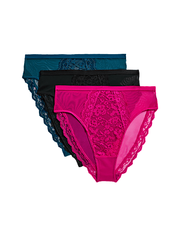 3pk Lace High Waisted High Leg Knickers