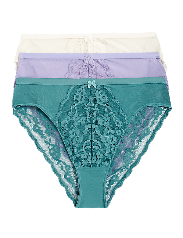 3pk Lace High Waisted High Leg Knickers