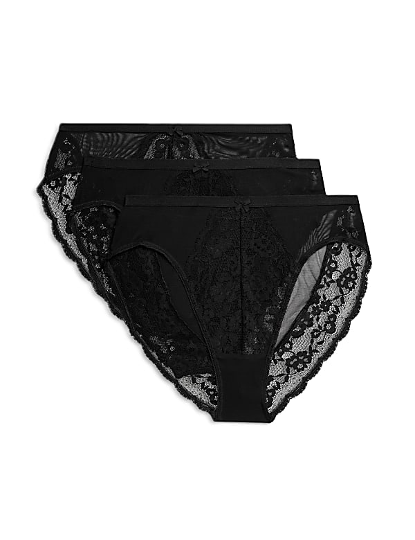 3pk Lace High Waisted High Leg Knickers - FR