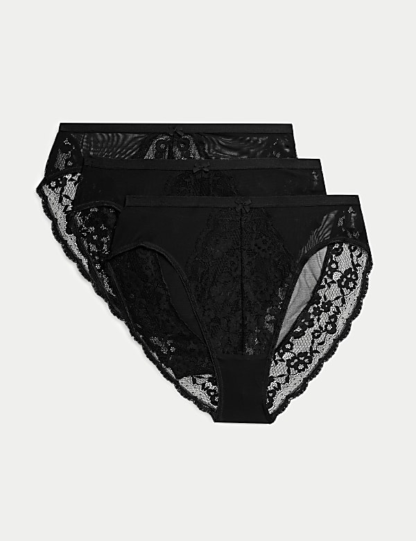 3pk Lace High Waisted High Leg Knickers - FR