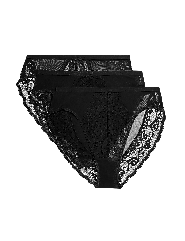 3pk Lace High Waisted High Leg Knickers