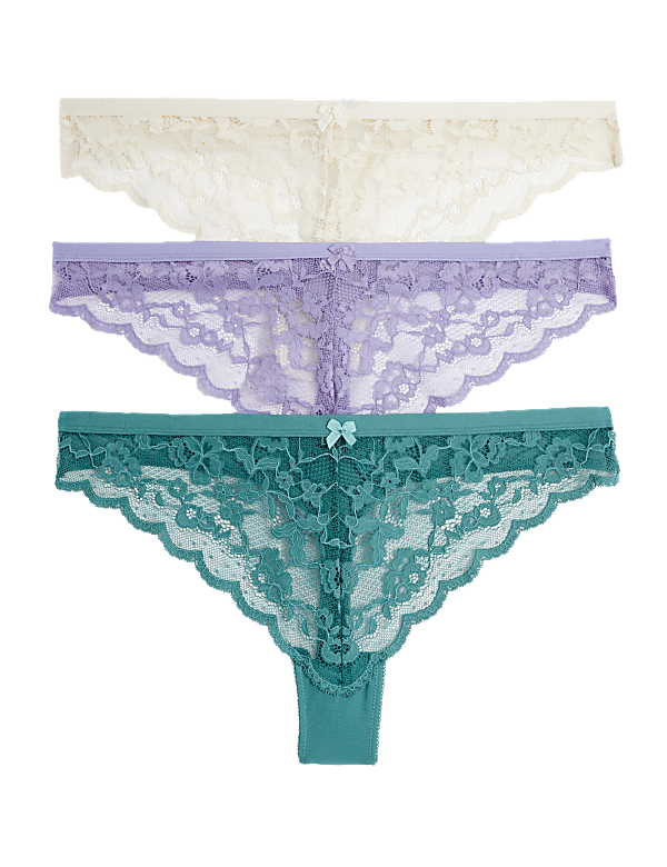 3pk Lace Thongs