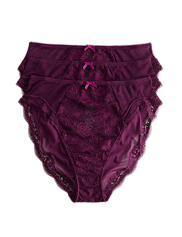3pk Jasmine Lace High Waisted High Leg Knickers