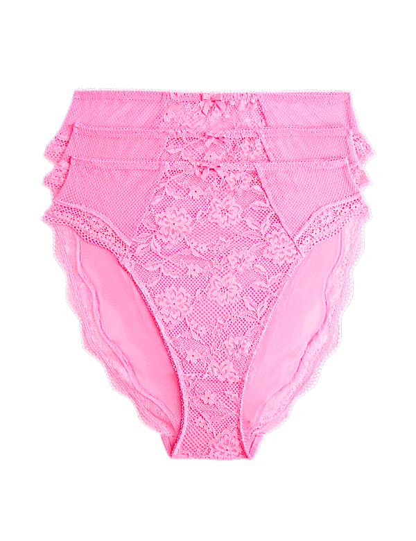 3pk Jasmine Lace High Waisted High Leg Knickers