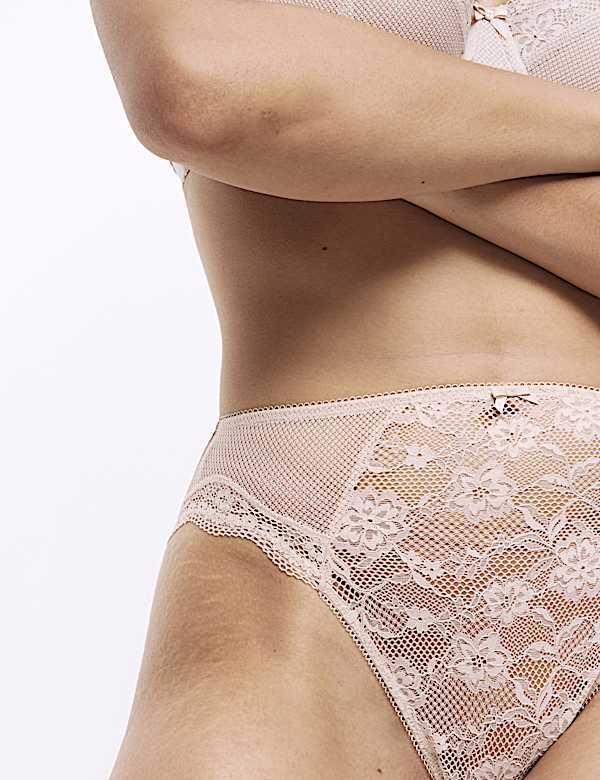 3pk Jasmine Lace High Waisted High Leg Knickers
