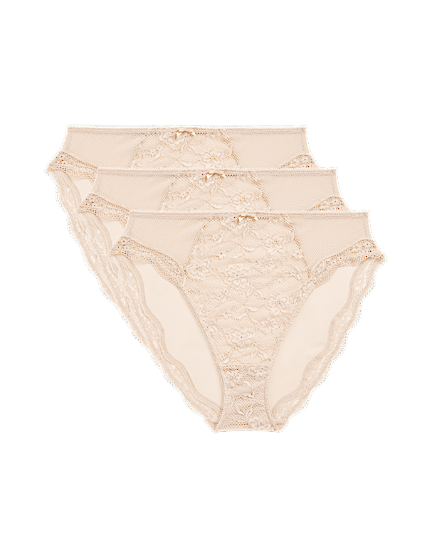 3pk Jasmine Lace High Waisted High Leg Knickers