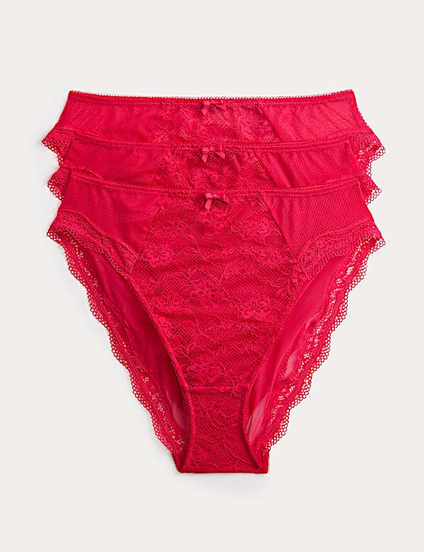 3pk Jasmine Lace High Waisted High Leg Knickers