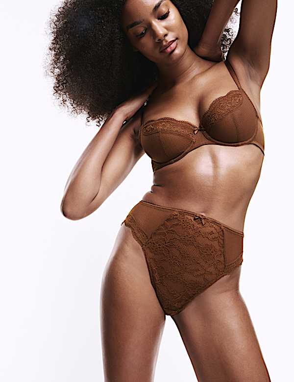 3pk Jasmine Lace High Waisted High Leg Knickers