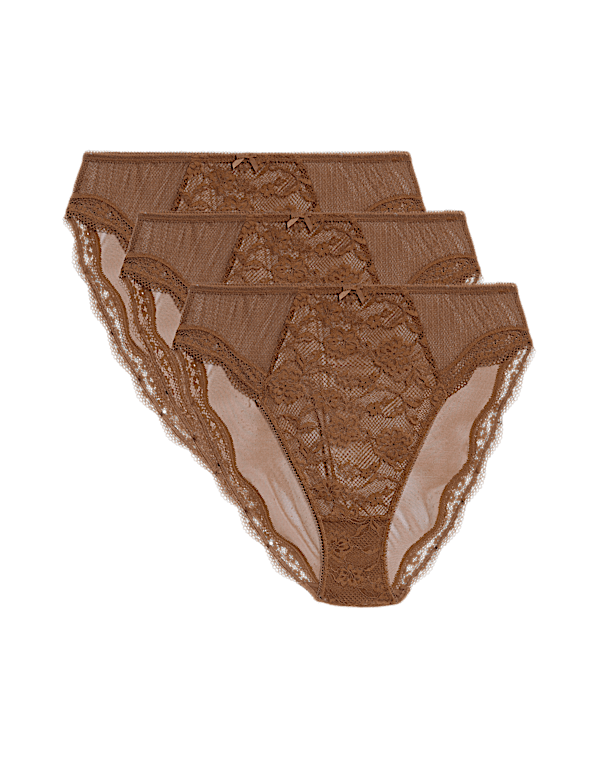 3pk Jasmine Lace High Waisted High Leg Knickers