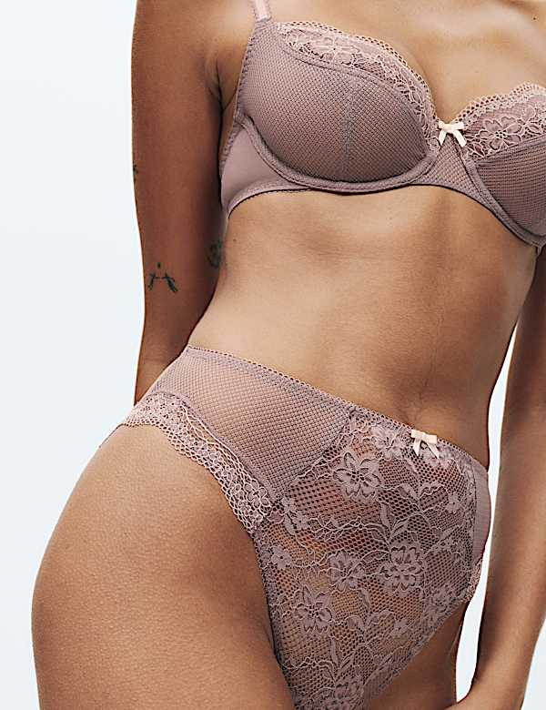 3pk Jasmine Lace High Waisted High Leg Knickers