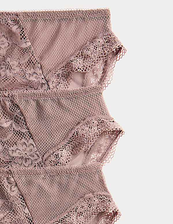 3pk Jasmine Lace High Waisted High Leg Knickers