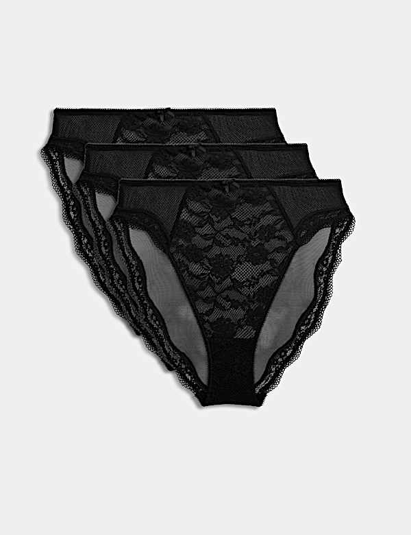 3pk Jasmine Lace High Waisted High Leg Knickers