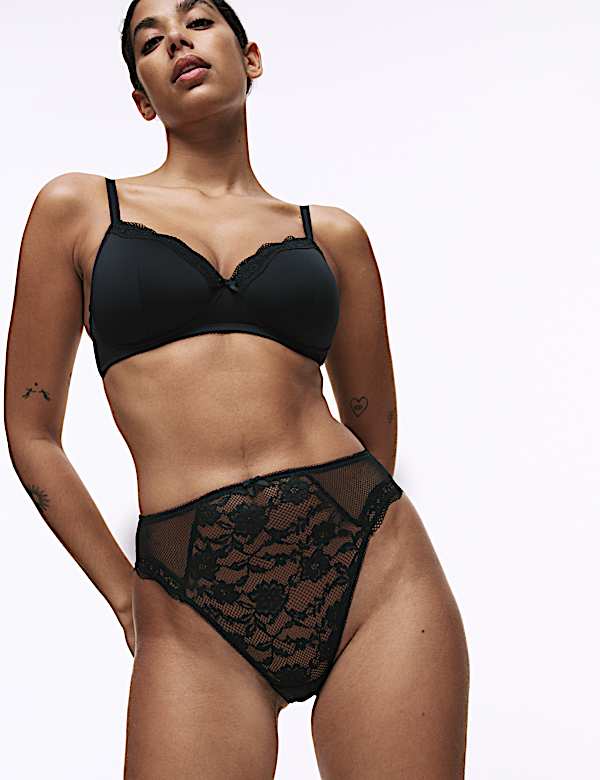 3pk Jasmine Lace High Waisted High Leg Knickers - US