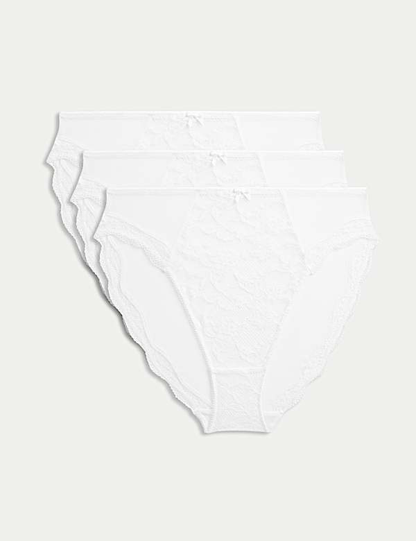3pk Jasmine Lace High Waisted High Leg Knickers