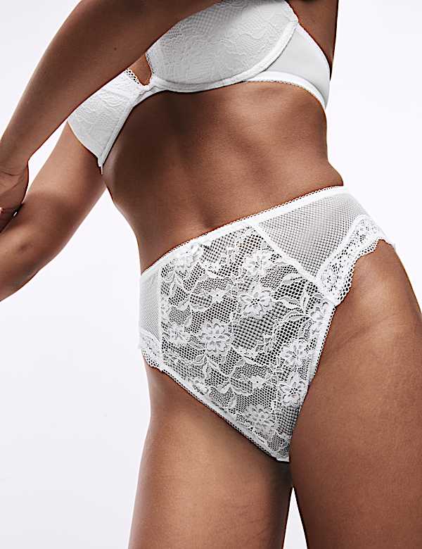 3pk Jasmine Lace High Waisted High Leg Knickers