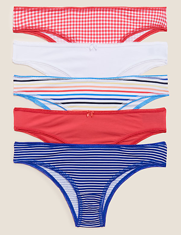 5pk Cotton Rich Printed Brazilian Knickers