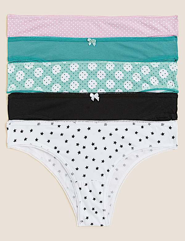 5pk Cotton Rich Printed Brazilian Knickers