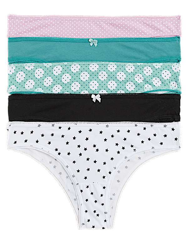 5pk Cotton Rich Printed Brazilian Knickers