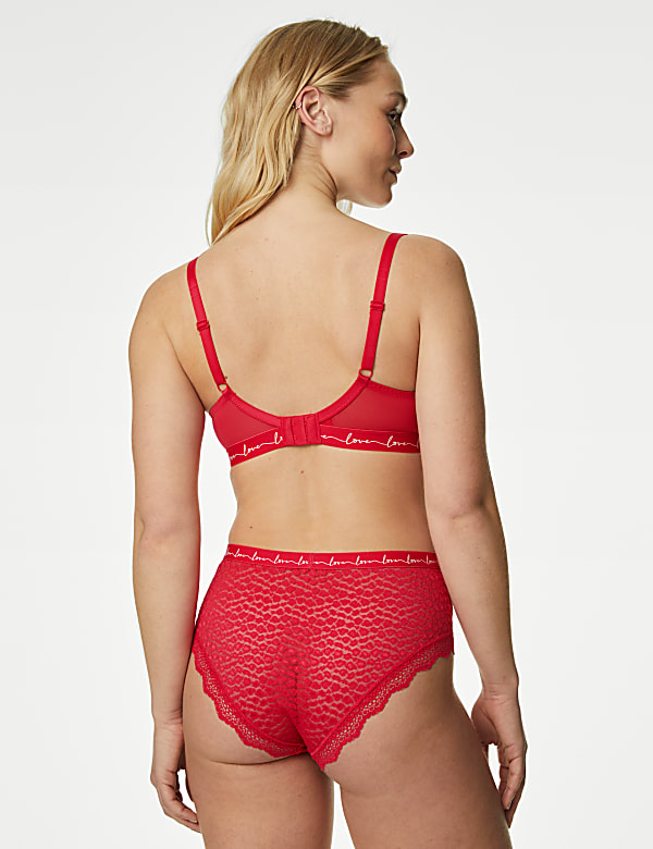 3pk Lace & Mesh High Waisted Brazilian Knickers