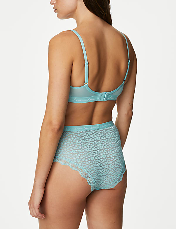 3pk Lace & Mesh High Waisted Brazilian Knickers