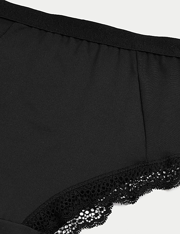 3pk Lace & Mesh High Waisted Brazilian Knickers