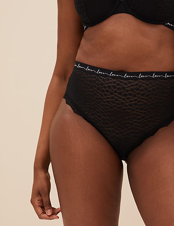 3pk Lace & Mesh High Waisted Brazilian Knickers