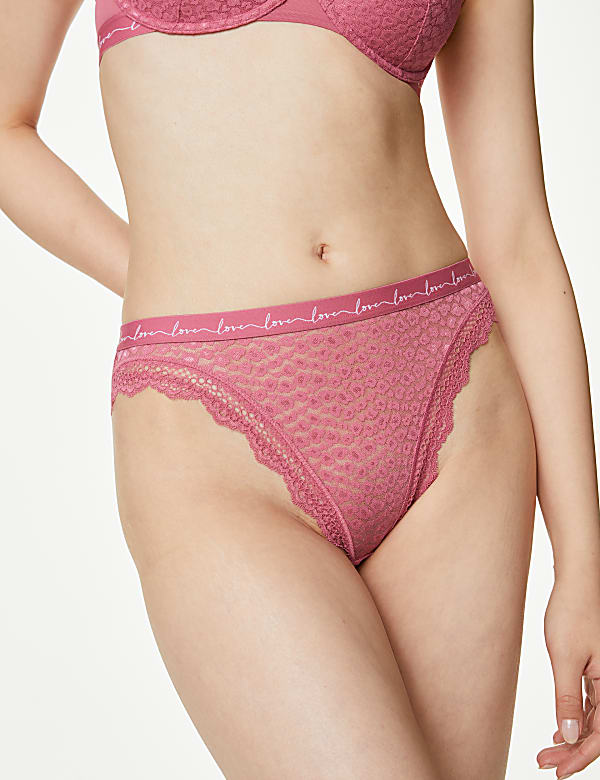 3pk Mesh & Lace High Leg Knickers