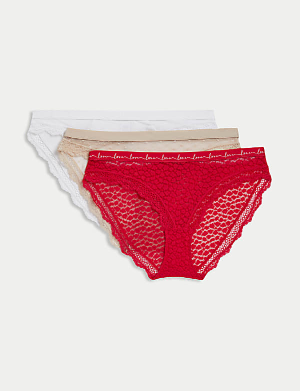 3pk Lace & Mesh Bikini Knickers