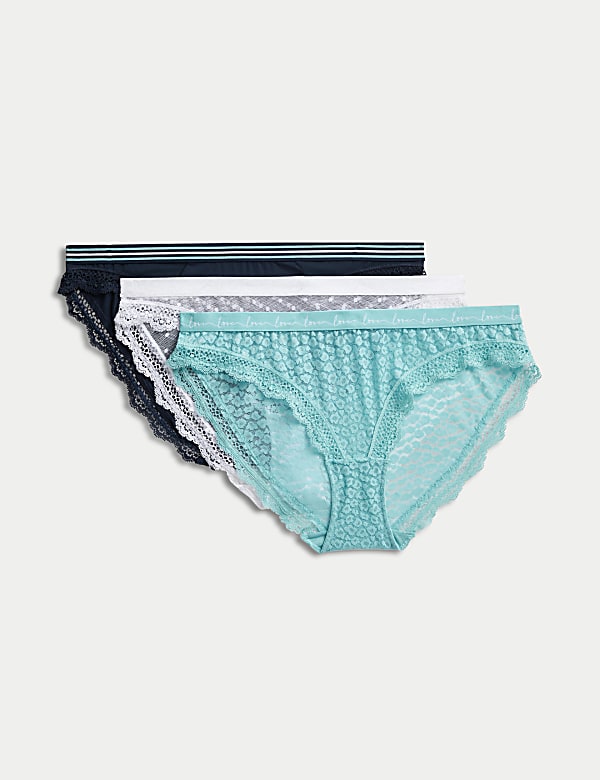 3pk Lace & Mesh Bikini Knickers