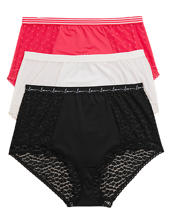 3pk Lace & Mesh Full Briefs