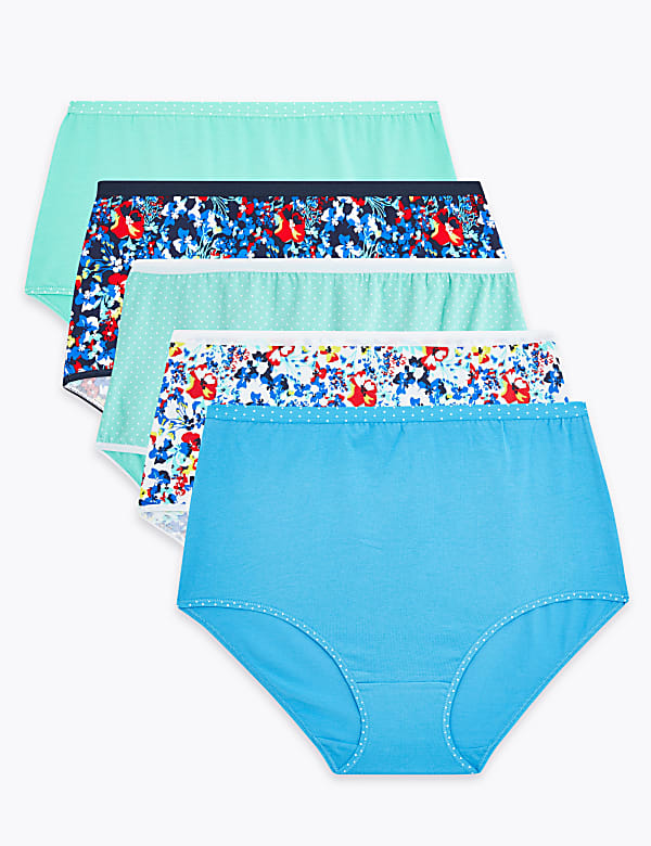 5pk Cotton Lycra® Floral Full Briefs