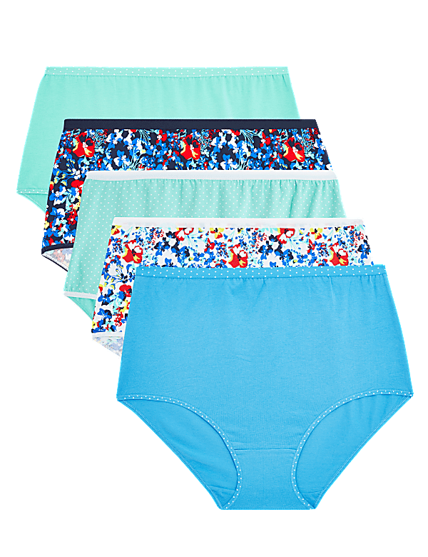5pk Cotton Lycra® Floral Full Briefs