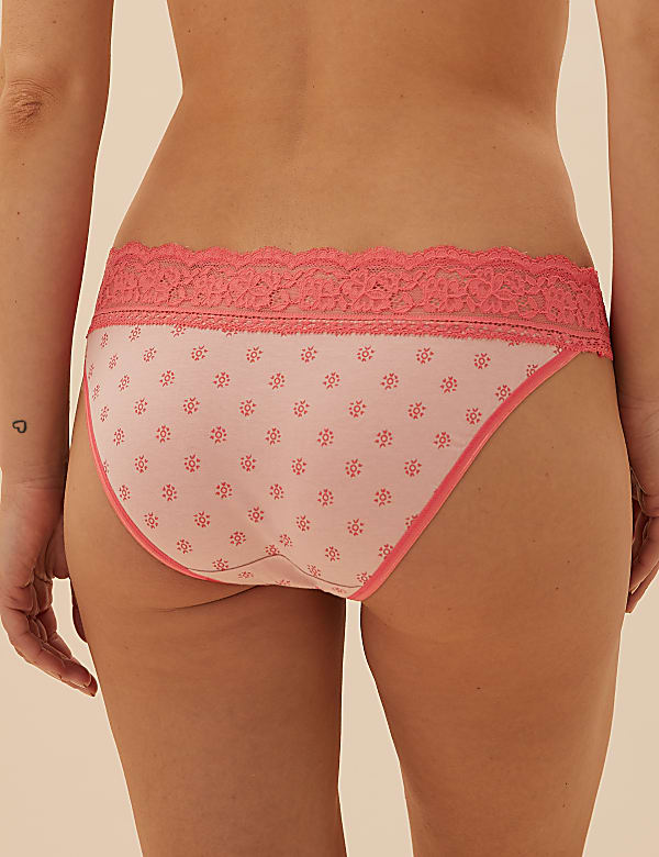 5pk Cotton Lycra® & Lace Bikini Briefs