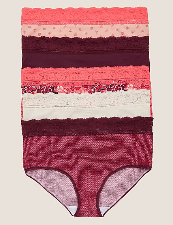 5pk Cotton Lycra® & Lace High Rise Full Briefs
