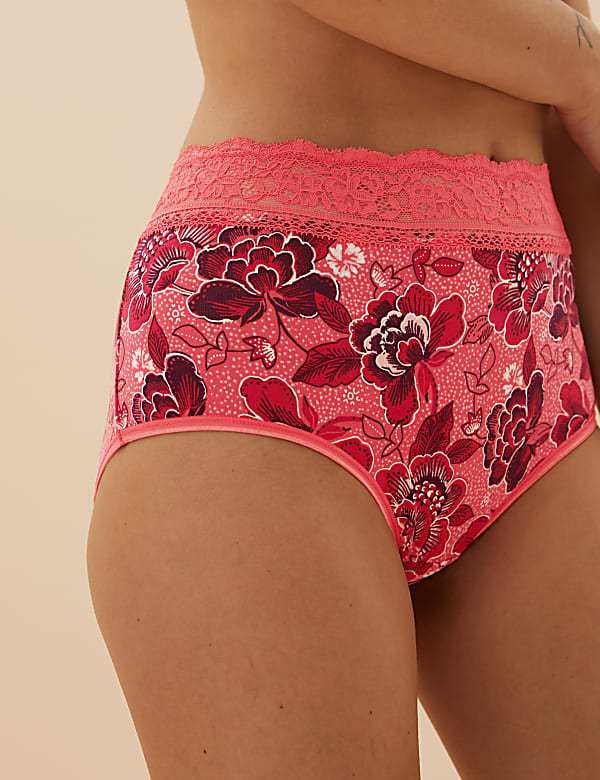 5pk Cotton Lycra® & Lace High Rise Full Briefs
