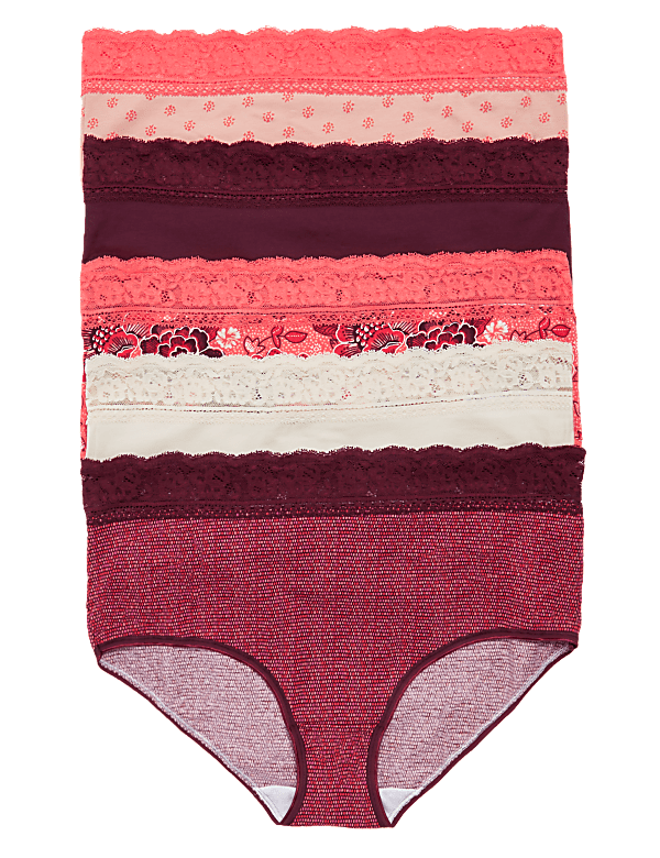 5pk Cotton Lycra® & Lace High Rise Full Briefs