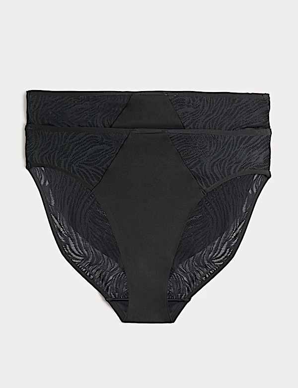 2 Pack Body Lace High Leg Knickers