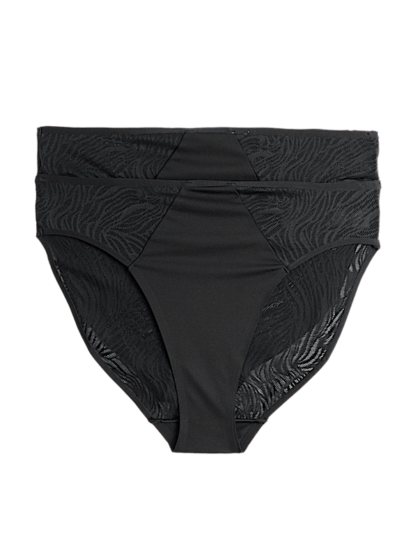 2 Pack Body Lace High Leg Knickers