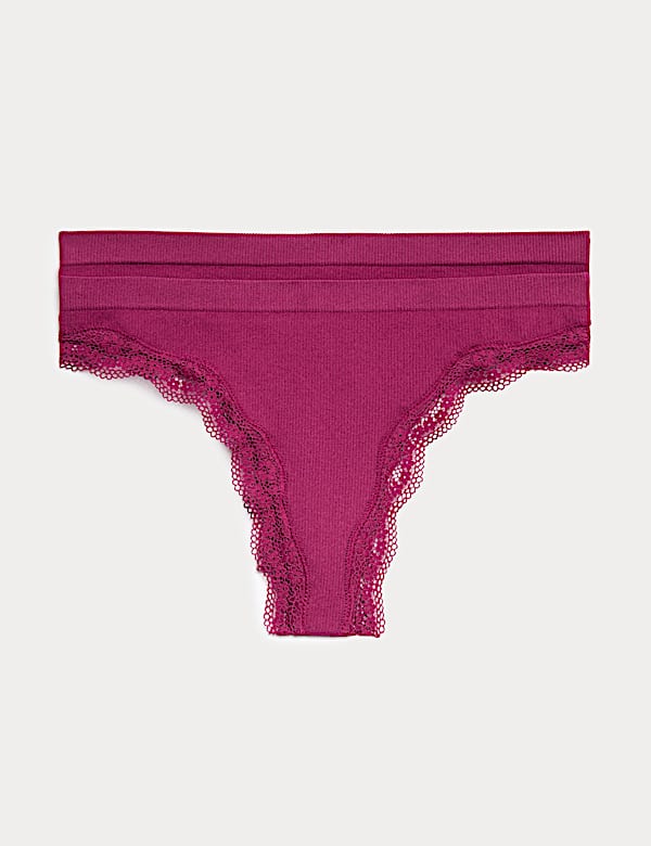 2 Pack Jasmine Lace Seamless Thongs