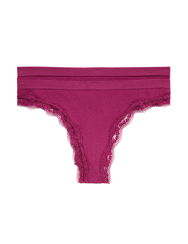 2 Pack Jasmine Lace Seamless Thongs