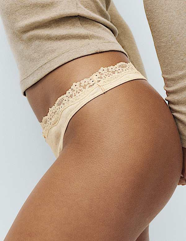5 Pack Cotton Rich Ribbed Thongs - KR